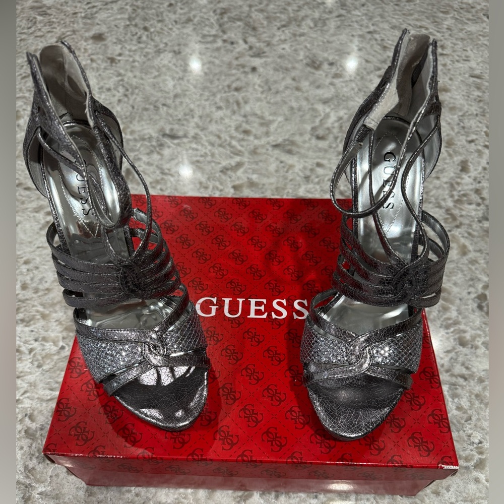 High heels by Guess pewter color